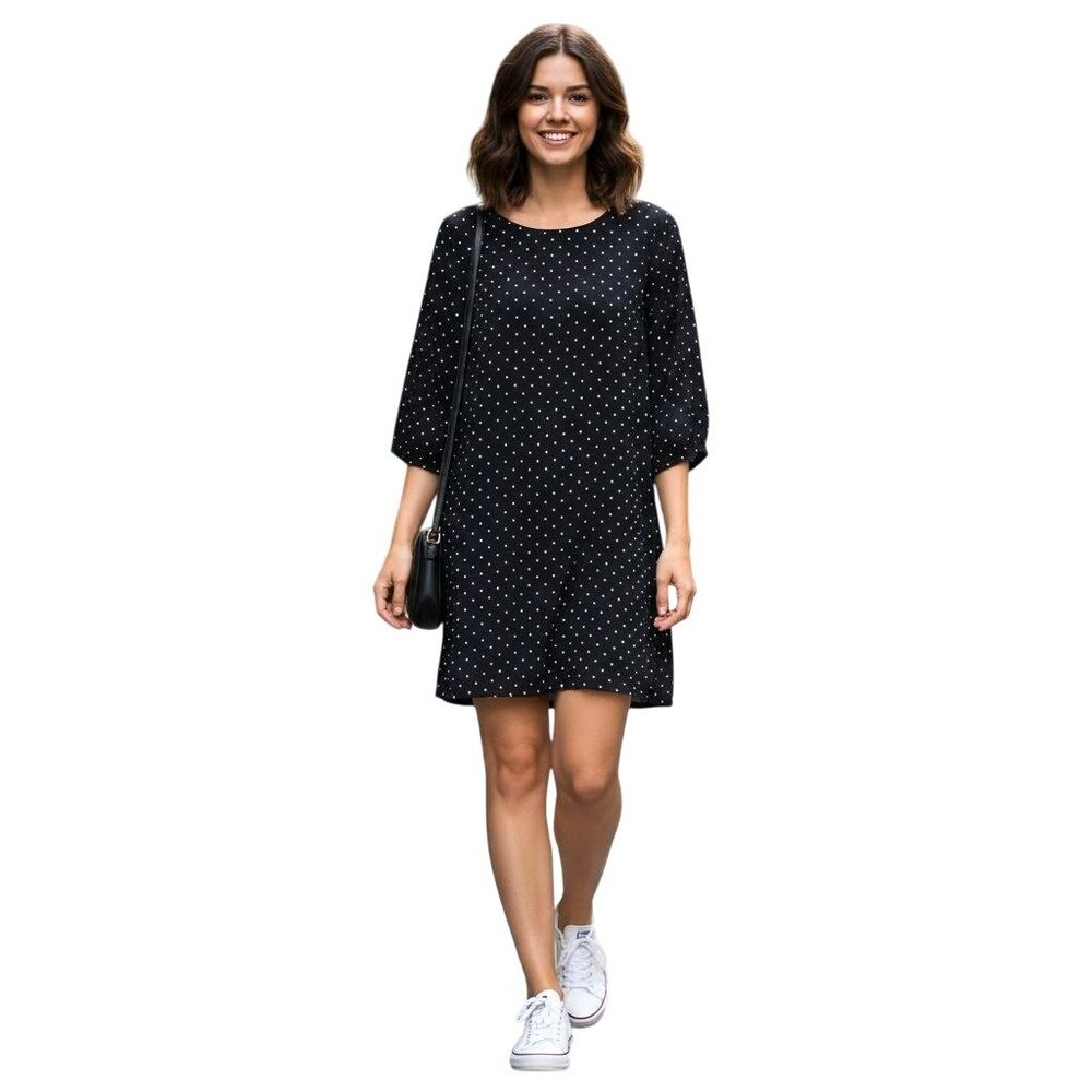 Old Navy Womens Black Polka Dot Dress With Back Zipper Detail Size Large